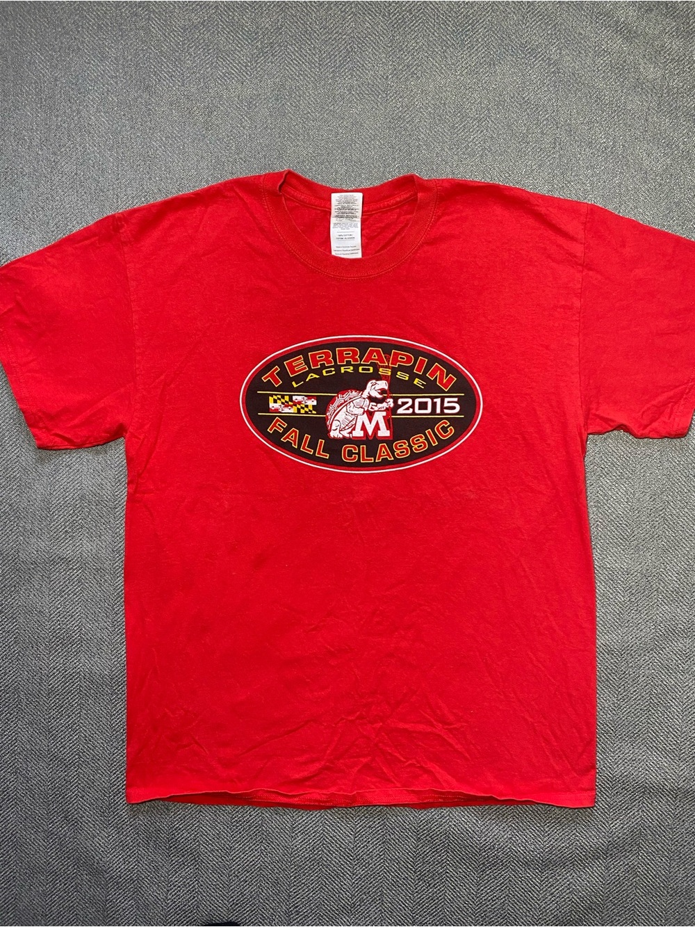 Gildan Maryland Terrapins 2015 Lacrosse Fall Classic Tee M Vintage Tee Red